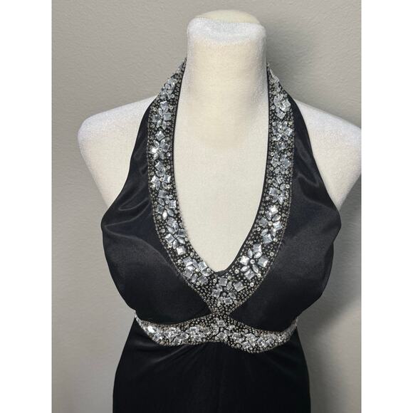 Vintage 90s Y2K Charlotte Russe‎ Long Maxi Dress Halter Whimsygoth Prom Black M - Picture 4 of 13